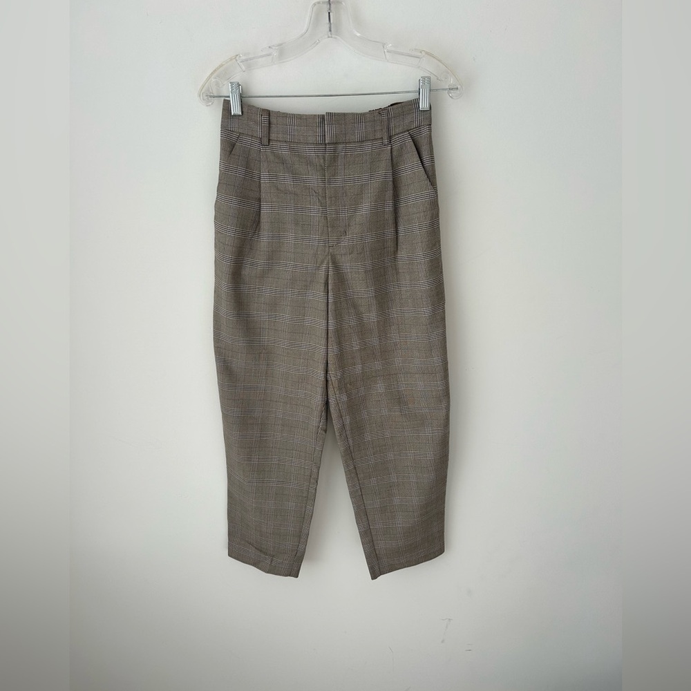 GU plaid high waist pleated ankle pants